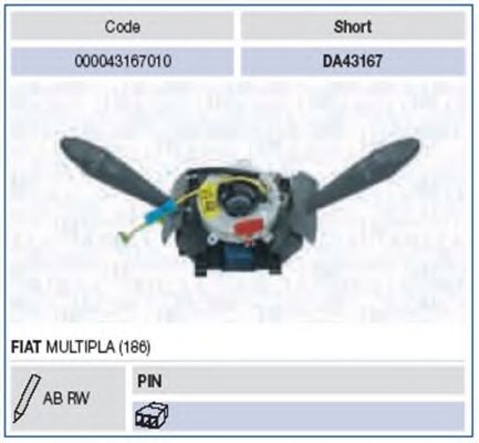 Выключатель на колонке рулевого управления MAGNETI MARELLI 000043167010