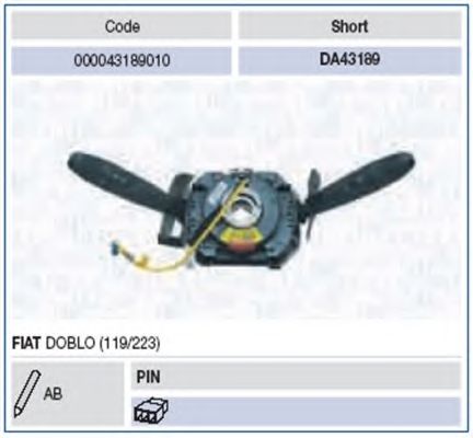 Выключатель на колонке рулевого управления MAGNETI MARELLI 000043189010