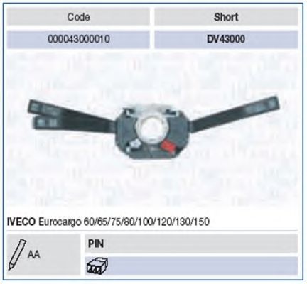 Выключатель на колонке рулевого управления MAGNETI MARELLI 43000