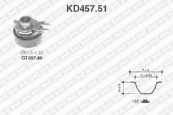 Комплект ремня ГРМ SNR KD457.51