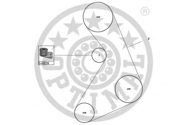 Комплект ремня ГРМ OPTIMAL R1014