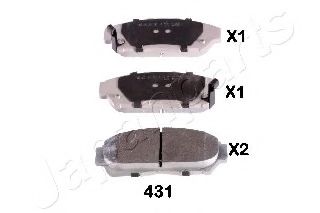 Комплект тормозных колодок, дисковый тормоз JAPANPARTS PA-431AF