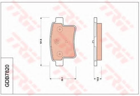 Комплект тормозных колодок, дисковый тормоз TRW GDB7820