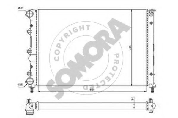 Радиатор, охлаждение двигателя SOMORA 010140