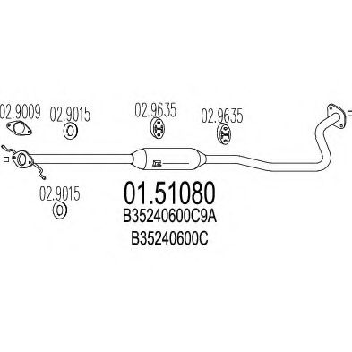 Средний глушитель выхлопных газов MTS 01.51080