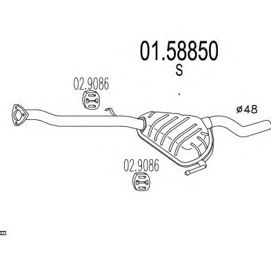 Средний глушитель выхлопных газов MTS 01.58850