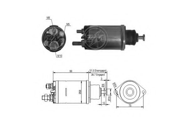 Тяговое реле, стартер ERA 3805