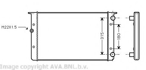 Радиатор, охлаждение двигателя AVA QUALITY COOLING VW2105