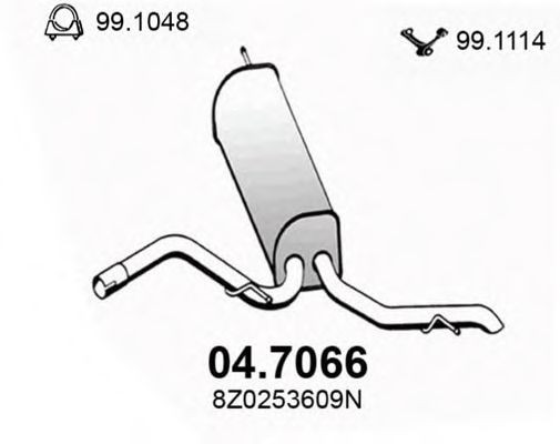 Глушитель выхлопных газов конечный ASSO 04.7066
