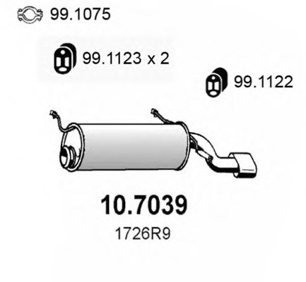 Глушитель выхлопных газов конечный ASSO 10.7039