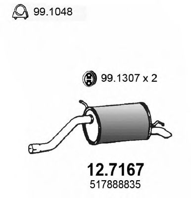 Глушитель выхлопных газов конечный ASSO 127167