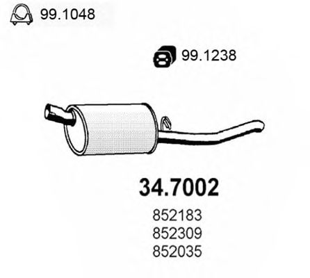 Глушитель выхлопных газов конечный ASSO 34.7002