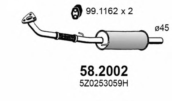 Предглушитель выхлопных газов ASSO 58.2002