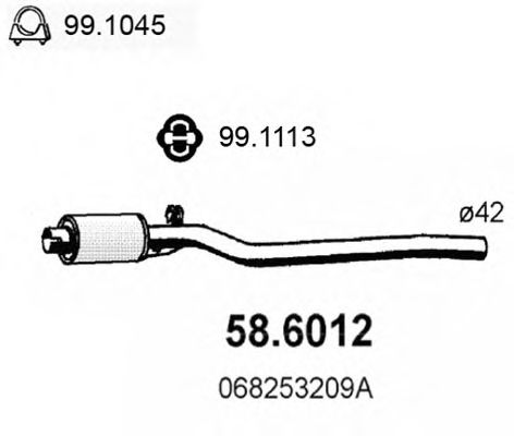 Средний глушитель выхлопных газов ASSO 58.6012