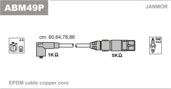 Комплект проводов зажигания JANMOR ABM49P