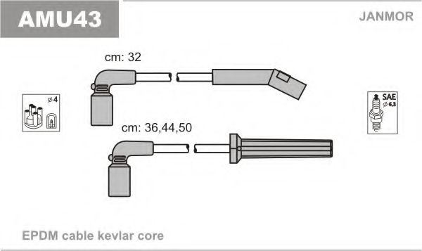 Комплект проводов зажигания JANMOR AMU43