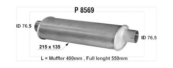 Глушитель выхлопных газов конечный, универсальный FENNO 8569