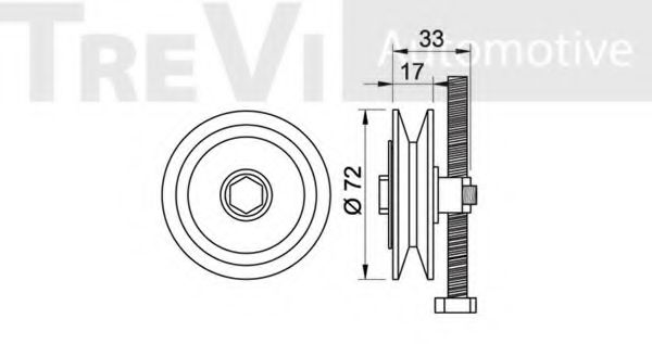 Натяжной ролик, поликлиновой  ремень TREVI AUTOMOTIVE T1733