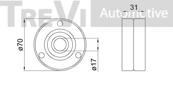 Паразитный / ведущий ролик, поликлиновой ремень TREVI AUTOMOTIVE A1175