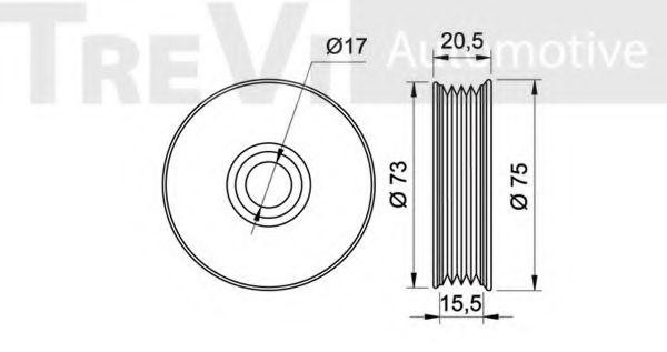 Паразитный / ведущий ролик, поликлиновой ремень TREVI AUTOMOTIVE TA1386