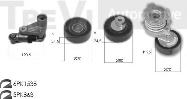 Поликлиновой ременный комплект TREVI AUTOMOTIVE KA1230