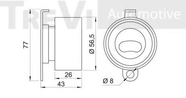 Натяжной ролик, ремень ГРМ TREVI AUTOMOTIVE T1136