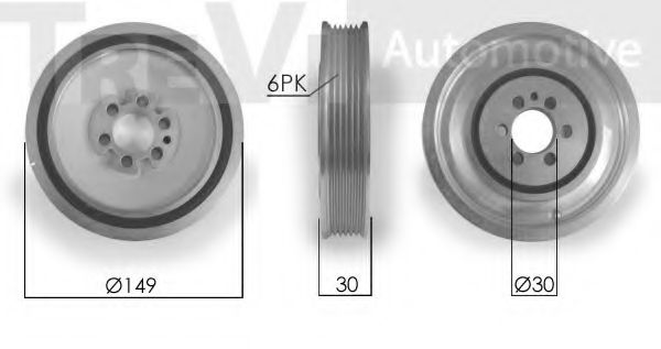 Ременный шкив, коленчатый вал TREVI AUTOMOTIVE PC1139