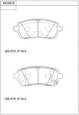 Комплект тормозных колодок, дисковый тормоз ASIMCO KD3515