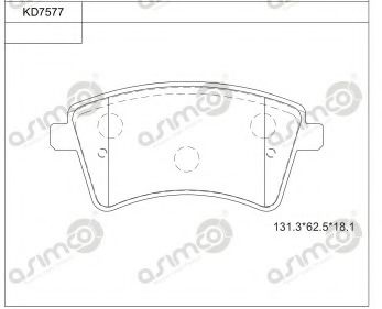 Комплект тормозных колодок, дисковый тормоз ASIMCO KD7577