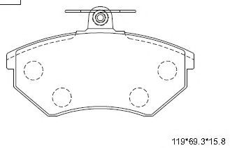 Комплект тормозных колодок, дисковый тормоз ASIMCO KD7710