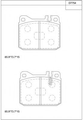 Комплект тормозных колодок, дисковый тормоз ASIMCO KD7754