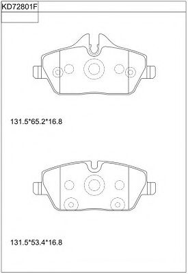 Комплект тормозных колодок, дисковый тормоз ASIMCO KD72801F