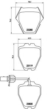Комплект тормозных колодок, дисковый тормоз BREMBO P 85 067