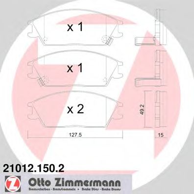 Комплект тормозных колодок, дисковый тормоз ZIMMERMANN 21012.150.2