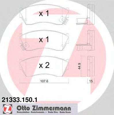 Комплект тормозных колодок, дисковый тормоз ZIMMERMANN 21333.150.1