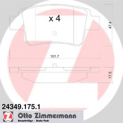 Комплект тормозных колодок, дисковый тормоз ZIMMERMANN 24349.175.1