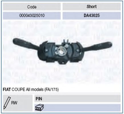 Выключатель на колонке рулевого управления MAGNETI MARELLI 43025