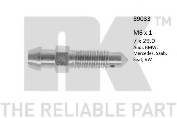 Болт воздушного клапана / вентиль NK 89033