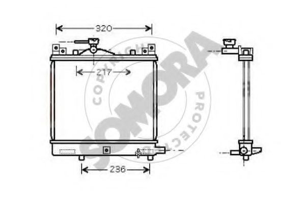 Радиатор, охлаждение двигателя SOMORA 307040