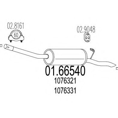 Глушитель выхлопных газов конечный ROSI 24343