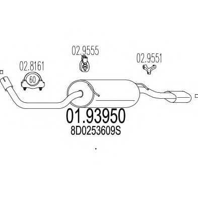 Глушитель выхлопных газов конечный ZARA 05022