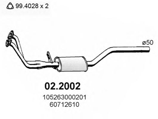 Предглушитель выхлопных газов ASSO 022002