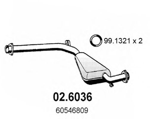 Средний глушитель выхлопных газов ASSO 02.6036