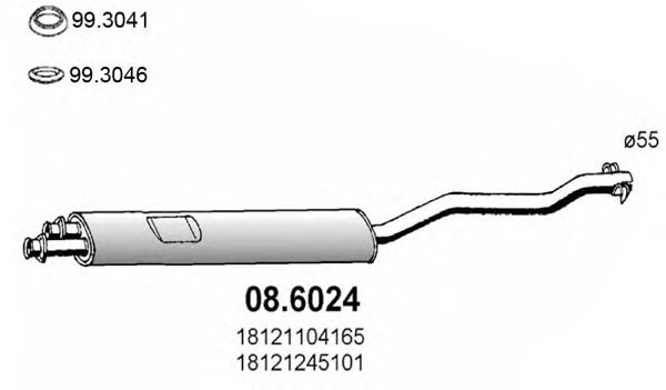 Средний глушитель выхлопных газов ASSO 086024