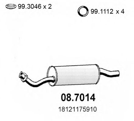 Глушитель выхлопных газов конечный ASSO 08.7014