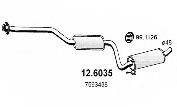 Средний глушитель выхлопных газов ASSO 12.6035
