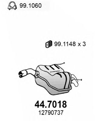 Глушитель выхлопных газов конечный ASSO 44.7018