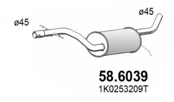 Средний глушитель выхлопных газов ASSO 58.6039