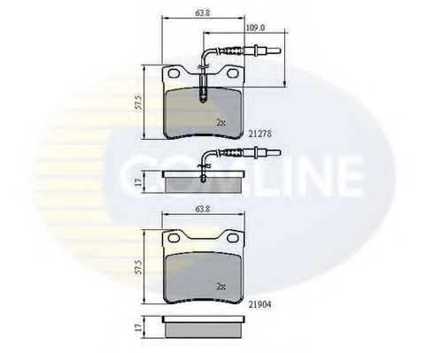 Комплект тормозных колодок, дисковый тормоз COMLINE CBP1455