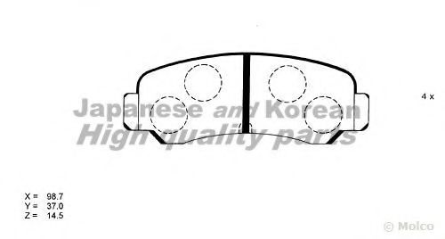 Комплект тормозных колодок, дисковый тормоз ASHUKI 1083-7002